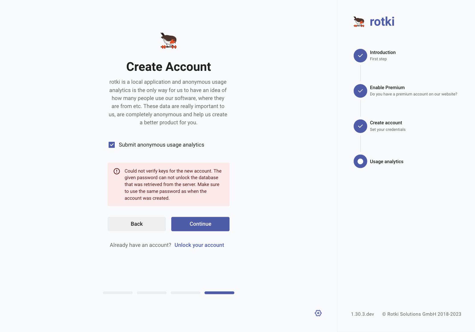 Sign-up with existing premium subscription using a wrong password
